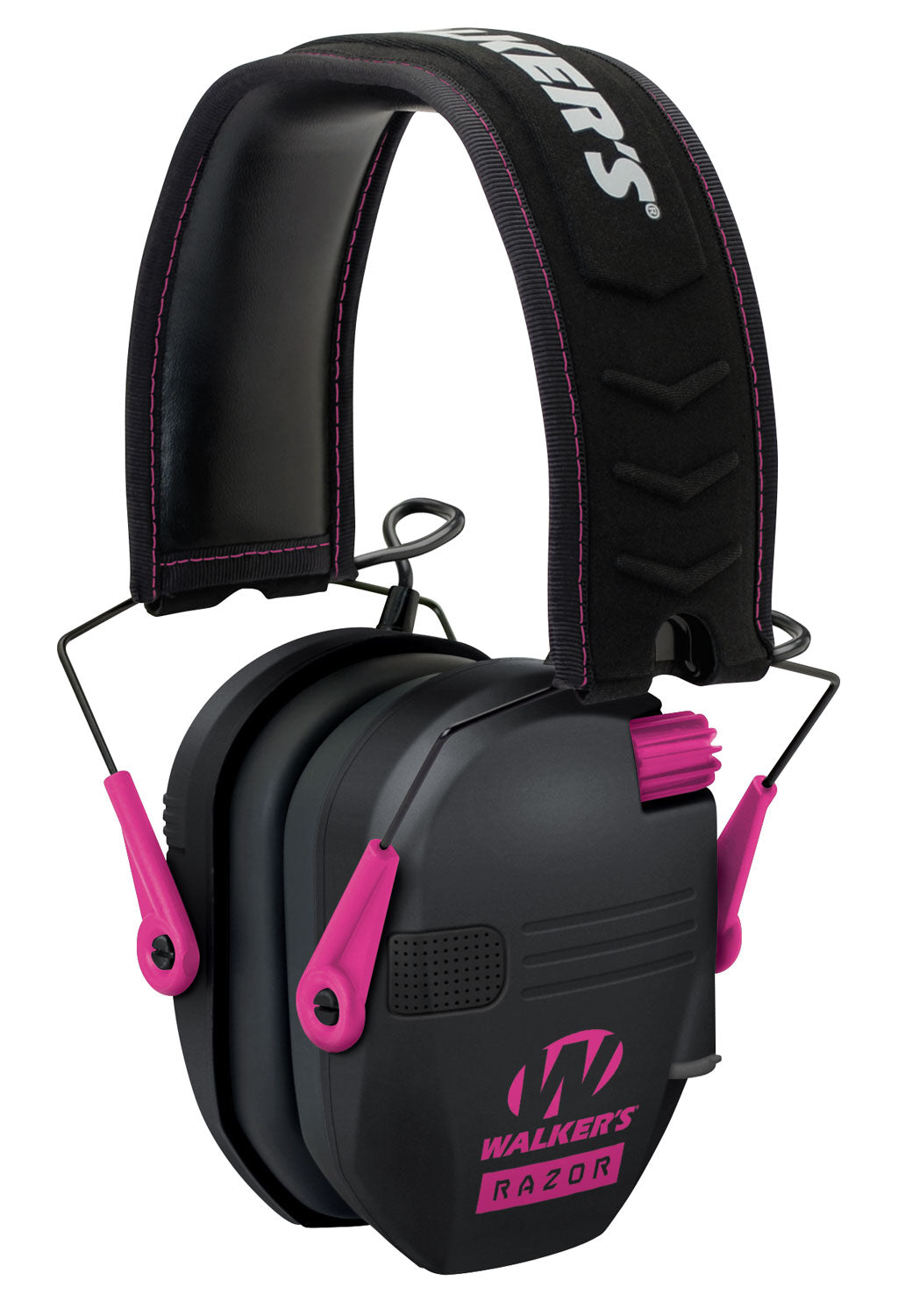 Walker's 23 dB Razor Slim Electronic Hearing Muff Over-the-Head Pink Accent Black Polymer