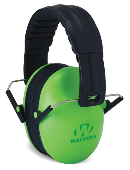 Walker's 23 dB Baby & Kids Folding Hearing Muff Over-the-Head Lime Green/Black Polymer