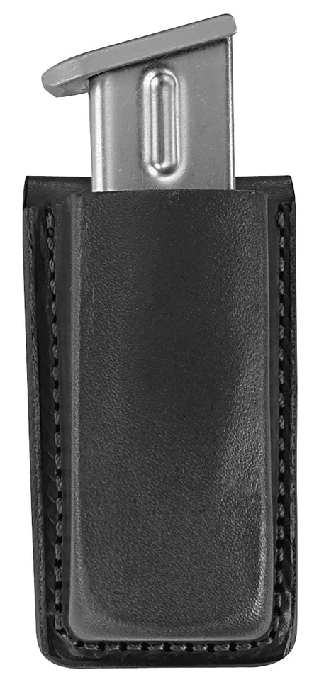 Bianchi 18056 Open Top Mag Pouch Black Leather Clip-On for Glock/S&W/M&P