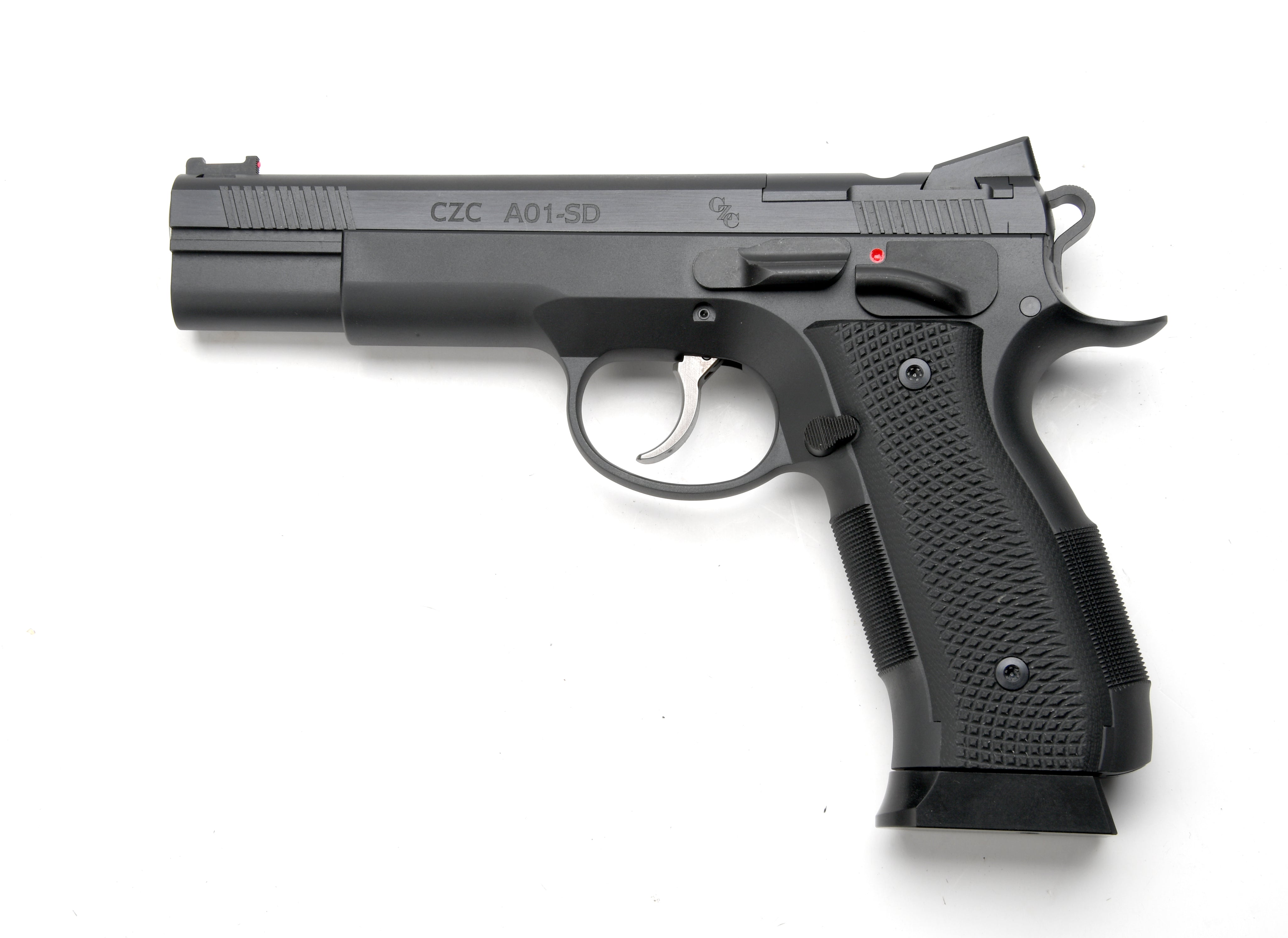 Cz Custom Shop 96333 A01-SD 9mm Luger 19+1 5" Match Grade Bull Barrel, Black Optic Cut/Serrated Steel Slide, Black Polycoat Steel Frame w/Beavertail, Black G10 Grip, Short Dustcover