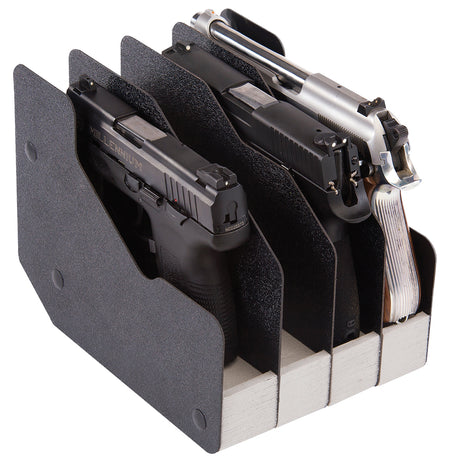 BenchMaster BMWRM14 4-Pistol Universal Handgun Rack, Black Metal, USA Made