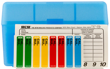 MTM Case-Gard R-50 Multi-Caliber 50 Round Clear Blue Ammo Box with Load Label