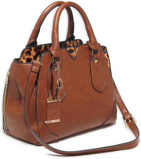 Bulldog BDP024 Leather Satchel Carry Purse with Integrated Holster Chestnut for Small Autos & Revolvers