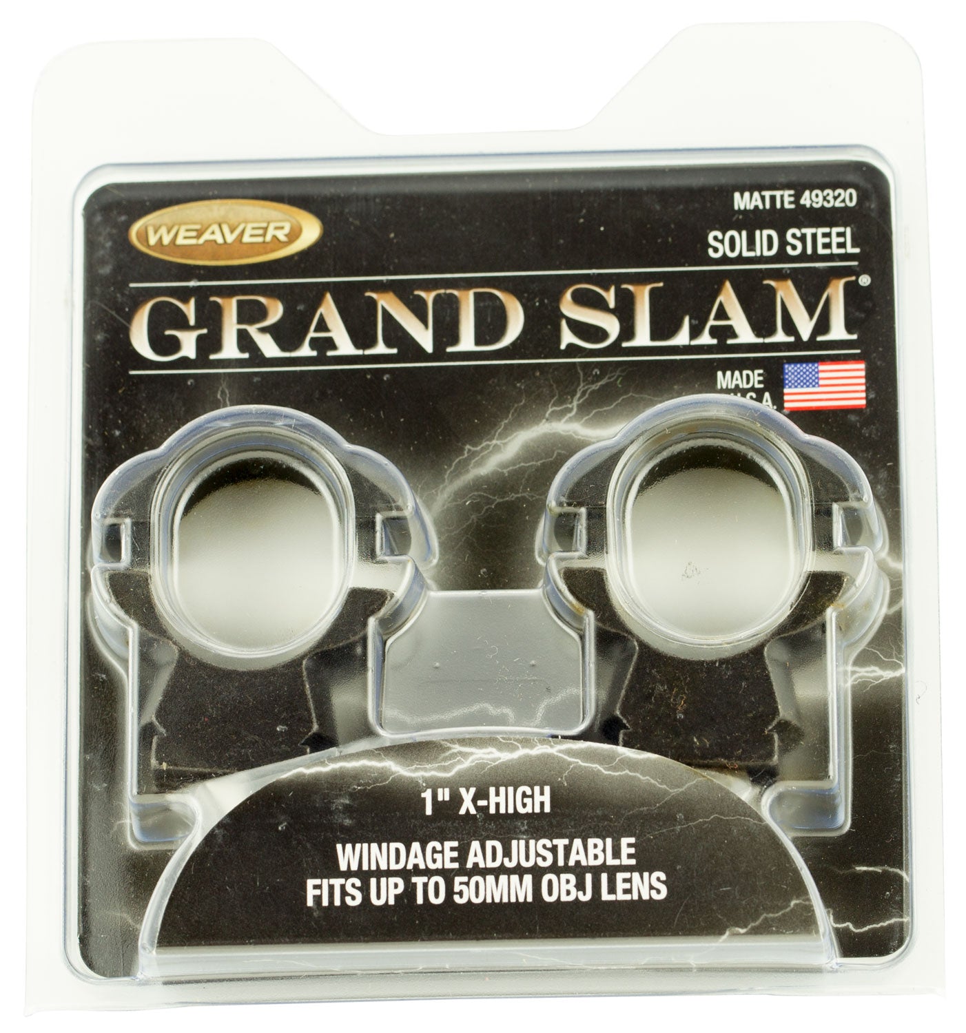 Weaver Mounts 49320 Grand Slam Rings 1" XH Windage Adjustable Matte Black