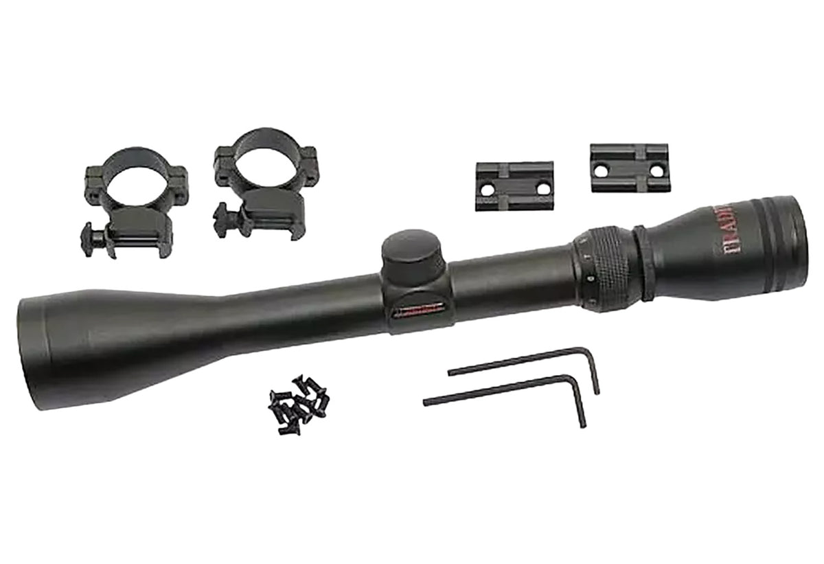 Traditions A1171 Muzzleloader Scope Pack Matte Black 3-9x40 Duplex Reticle with Rings and Two-Piece Base