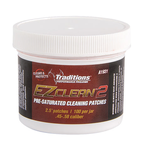 Traditions A1931 EZ Clean 2 Muzzleloader Cleaning Patches .45-.54 Cal 100 Jar