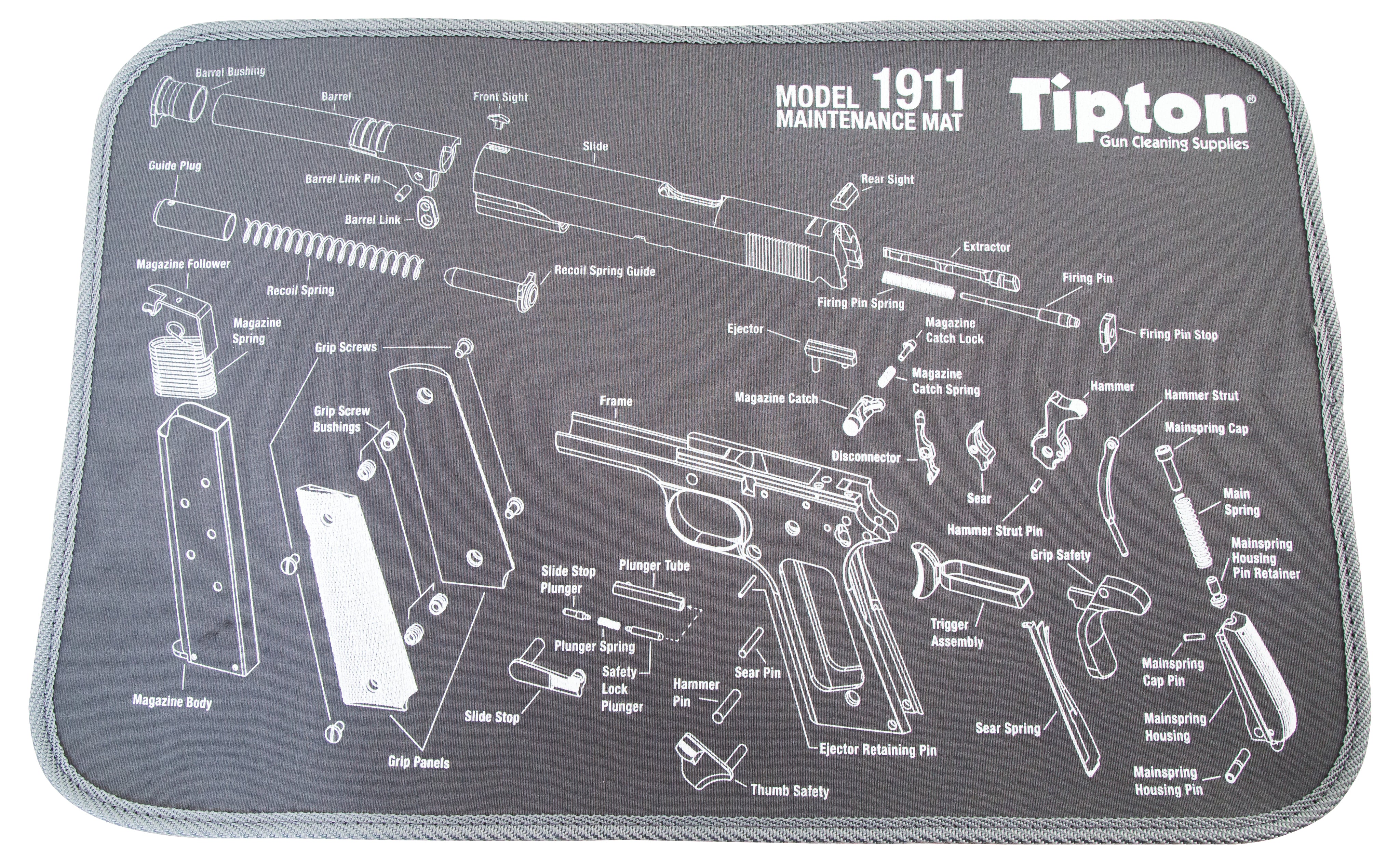 Tipton 558680 Neoprene Cleaning Mat Black/Gray 11x17 Inch with Parts Reference Diagram