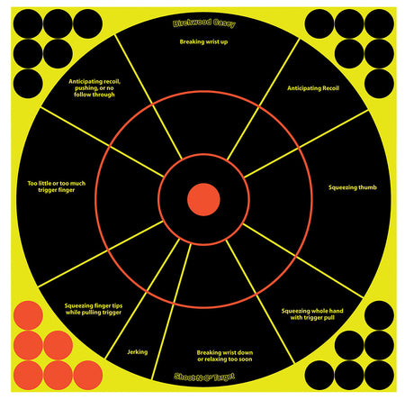 Birchwood Casey 34032 Shoot-N-C 12" Self-Adhesive Reactive Circle Handgun Target Black/Yellow/Red 5 Pack