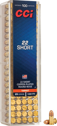 CCI Short HV Copper-Plated Round Nose 29 Grain .22 Short 1080 fps 076683000279
