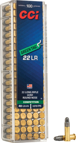 CCI .22 Long Rifle Competition Green Tag 40 grain Lead Round Nose ammunition