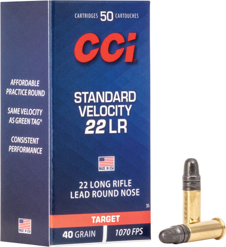 CCI Standard Velocity Lead Round Nose 40 Grain .22 Long Rifle 1070 fps 076683000354