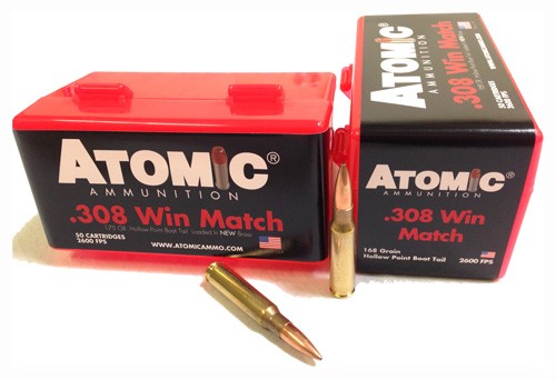 Atomic .308 Win / 7.62x51mm Match 168 grain Hollow Point Boat Tail ammunition
