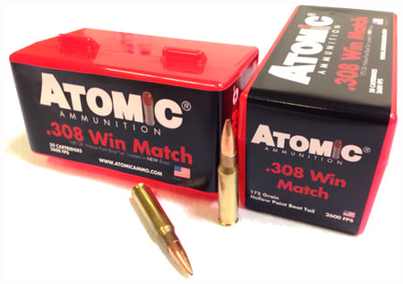 Atomic .308 Win / 7.62x51mm Match 175 grain Jacketed Hollow Point ammunition