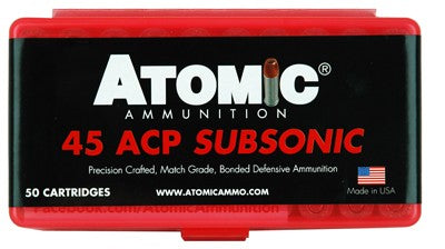 Atomic .45 ACP/Auto Subsonic 250 grain Bonded Match Hollow Point ammunition