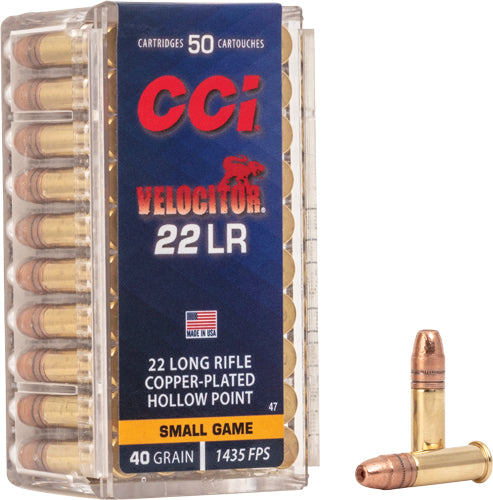 CCI Velocitor Copper Plated Hollow Point 40 Grain .22 Long Rifle 1435 fps 076683000477