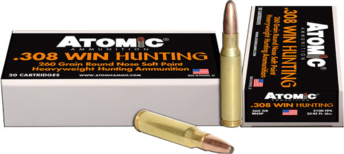 Atomic .308 Win / 7.62x51mm Hunting 260 grain Jacketed Soft Point ammunition