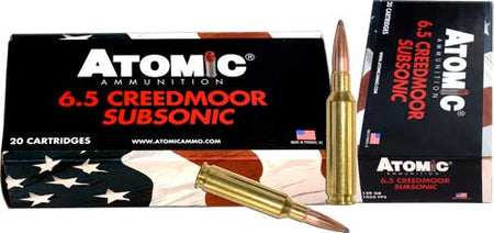 Atomic 6.5mm Creedmoor Subsonic 129 grain Jacketed Hollow Point ammunition