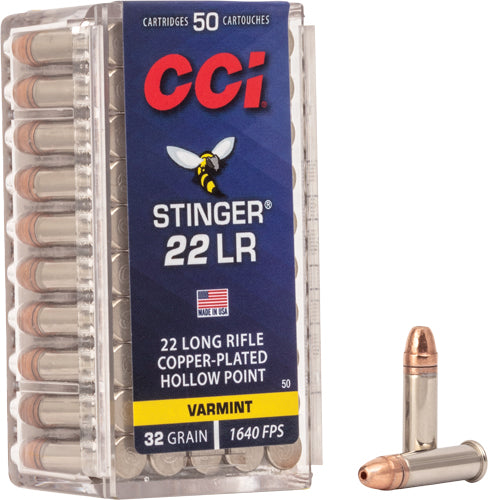 CCI Stinger Copper Plated Hollow Point 32 Grain .22 Long Rifle 1640 fps 076683000507