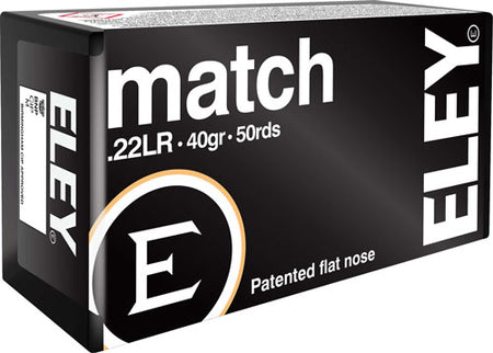Eley Match Flat Nose 40 Grain .22 Long Rifle 1085 FPS. 650911011000