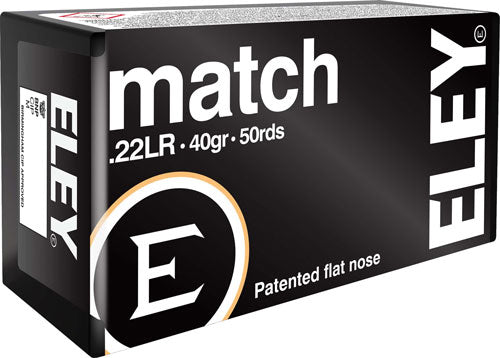 Eley Match Flat Nose 40 Grain .22 Long Rifle 1085 FPS. 650911011000