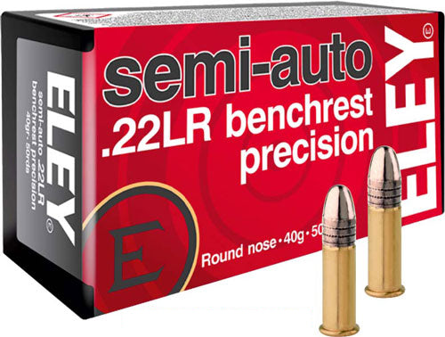 Eley Semi-auto Benchrest Round Nose 40 Grain .22 Long Rifle 1085 FPS. 650911011802