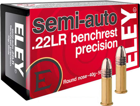 Eley Semi-auto Benchrest Round Nose 40 Grain .22 Long Rifle 1085 FPS. 650911011802