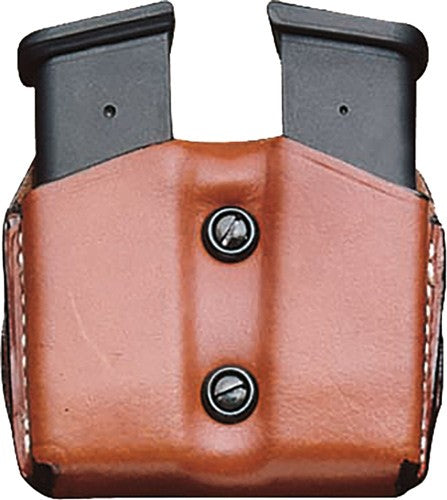 DeSantis OWB Double Mag Belt Pouch Leather Single Stack 9/40 Tan