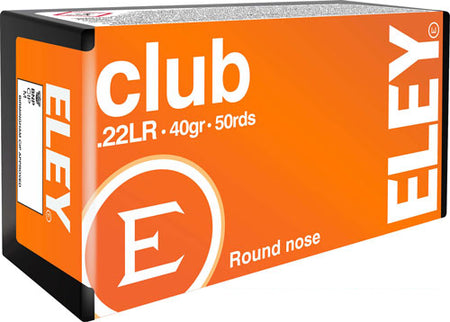 Eley Club Round Nose 40 Grain .22 Long Rifle 1085 FPS. 650911021009