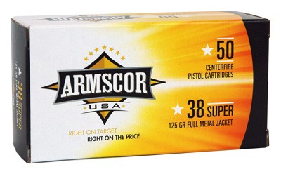 Armscor Competition Full Metal Jacket 125 Grain .38 Super 1357 fps 812285021416