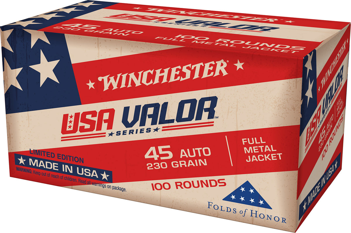 Winchester .45 ACP/Auto USA Valor 230 grain Full Metal Jacket ammunition