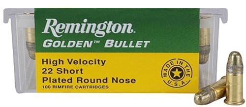Remington .22 Short Golden Bullet 29 grain Plated Lead Round Nose ammunition