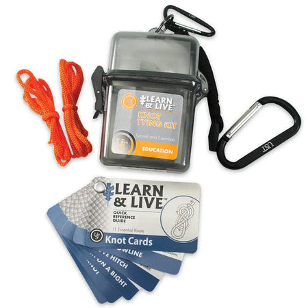 Ultimate Survival Knot Tying Kit with Cord and Practice Carabiner