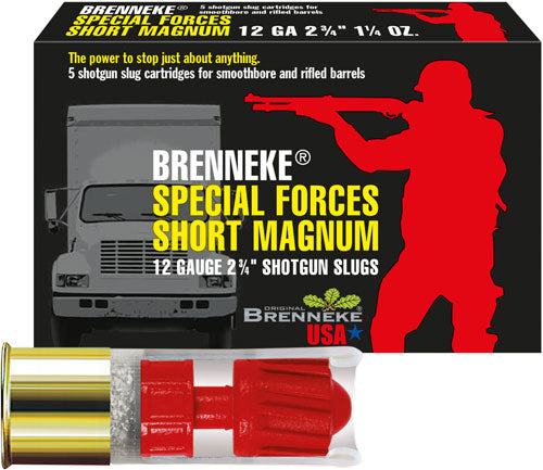 Brenneke 12 Gauge Shotgun Ammo Special Forces Short Magnum Home Defense 2.75 in 1-1/4 oz Slug