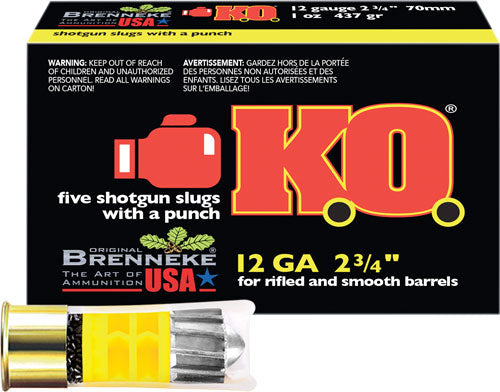 Brenneke SL-122KO K.O. Hunting 12 Gauge 2.75" 1oz Slug 1650 fps 4030128120973
