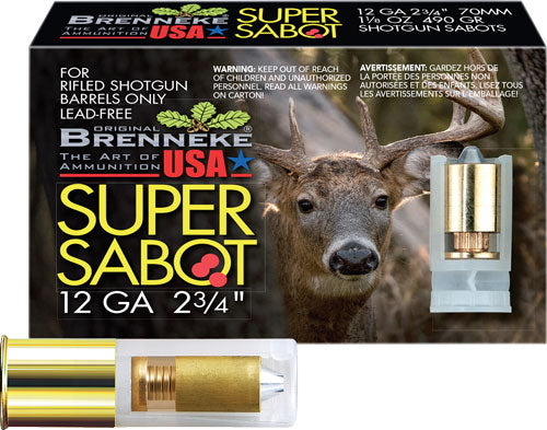 Brenneke SL-122SUS SuperSabot Hunting 12 Gauge 2.75" 1-1/8oz Sabot Slug 1526 fps 4030128121086