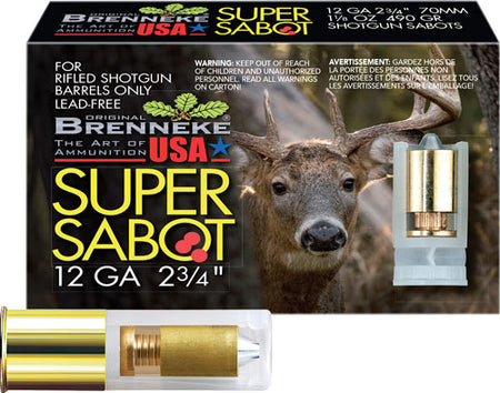 Brenneke SL-122SUS SuperSabot Hunting 12 Gauge 2.75" 1-1/8oz Sabot Slug 1526 fps 4030128121086