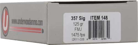 Underwood Ammo .357 Sig  125 grain Full Metal Jacket Flat Nose ammunition