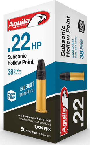 Aguila .22 Long Rifle Subsonic 38 grain Hollow Point ammunition