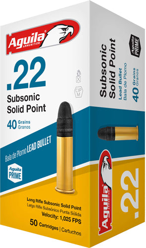 Aguila Subsonic Lead Solid Point 40 Grain .22 Long Rifle 1025 FPS. 640420013008