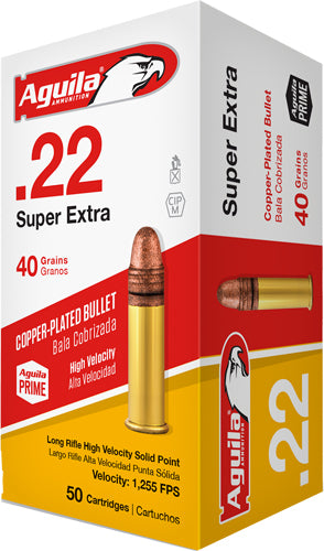 Aguila High Velocity Copper Plated Solid Point 40 Grain .22 Long Rifle 1255 FPS. 640420013282
