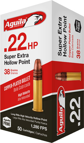 Aguila Super Extra High Velocity LEAD HOLLOW POINT 38 Grain .22 Long Rifle 1280 FPS. 640420013305