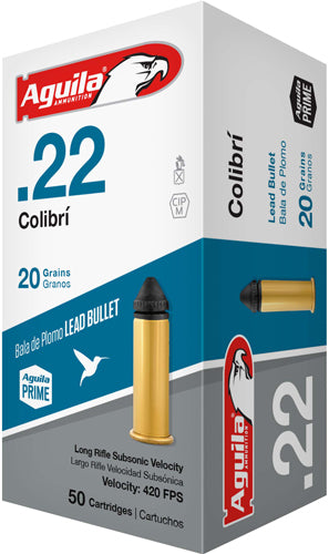 Aguila .22 Long Rifle Colibri 20 grain Lead Round Nose ammunition