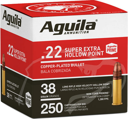 Aguila 22 LR. High Velocity 38 Grain Hollow Point(HP) Copper Plated.