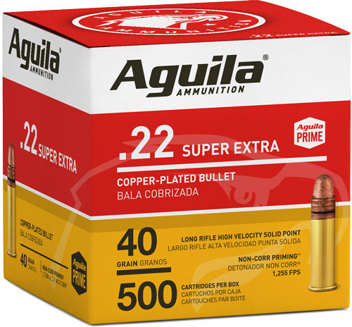Aguila Super Extra Hi-Velocity Copper Plated Solid Point 40 Grain .22 Long Rifle 1255 fps 640420013138