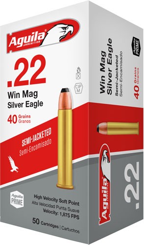 Aguila Silver Eagle Semi Jacketed Soft Point 40 Grain .22 WMR 1875 fps 640420001913