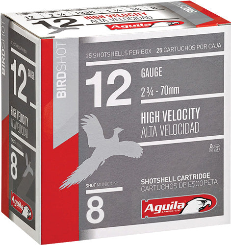 Aguila 12 Gauge Shotgun Ammo Field High Velocity 2.75 in 1-1/4 oz #8
