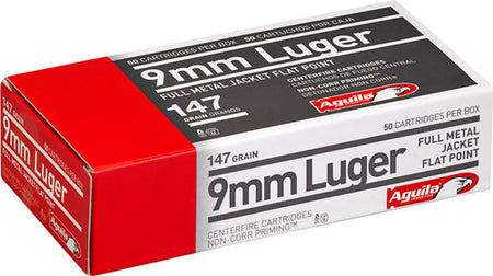 Aguila Target & Range Full Metal Jacket Flat Point 147 Grain 9mm Luger/Parabellum 950 fps 640420003276