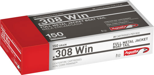 Aguila .308 Win / 7.62x51mm Target & Range 150 grain Full Metal Jacket Boat Tail ammunition