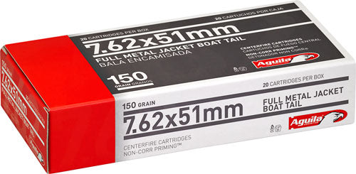 Aguila Target & Range Full Metal Jacket Boat Tail 150 Grain .308 Win / 7.62x51mm 2760 fps 640420003252