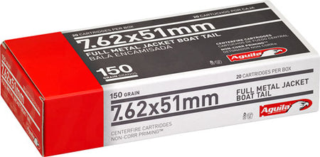 Aguila Target & Range Full Metal Jacket Boat Tail 150 Grain .308 Win / 7.62x51mm 2760 fps 640420003252